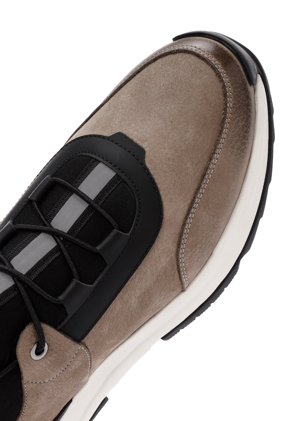 Erkek Vizon Bağcıklı Nubuk Deri Casual Sneaker