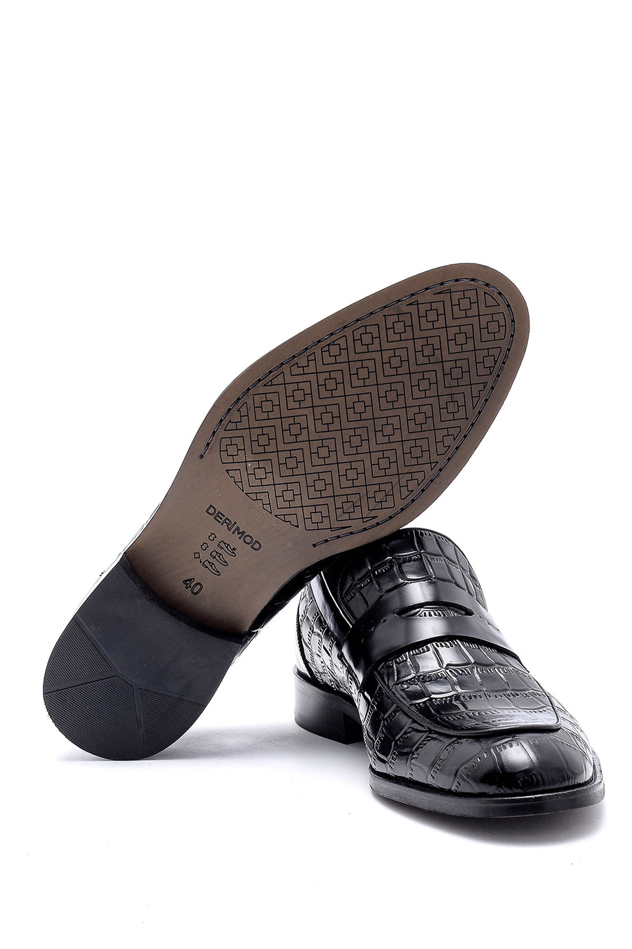 Erkek Kroko Detaylı Deri Loafer