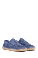 Men's Blue Suede Leather Espadrilles | Derimod