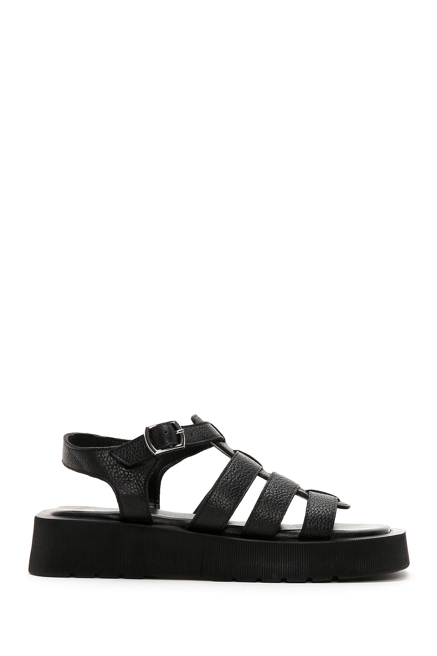 Women's Black Leather Thick Soled Sandals 23SFD2001FT | Derimod