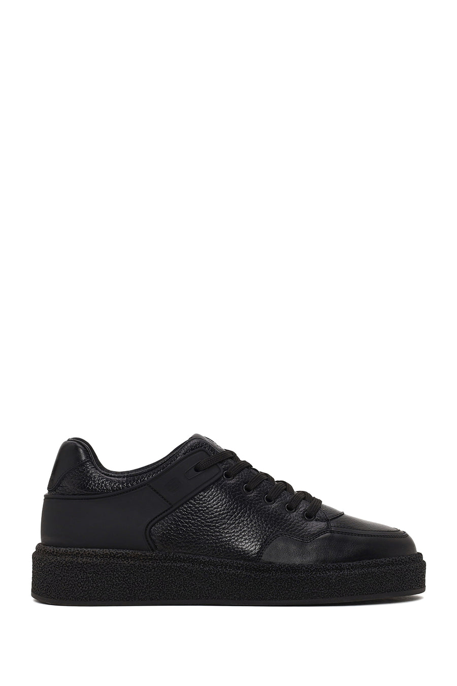 Male Black Lace-Up Thick-Soled Leather Sneaker WM780010DK | Derimod