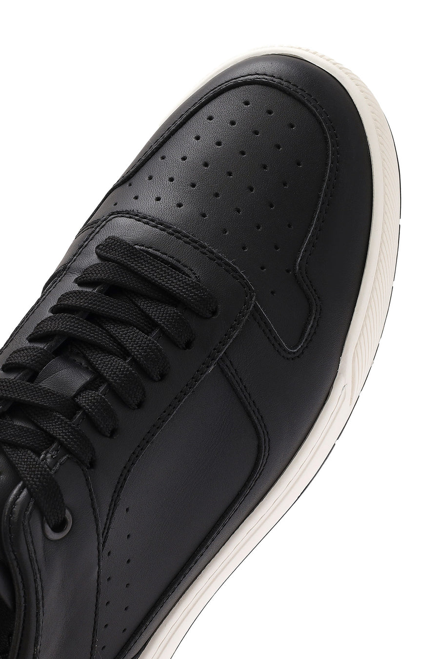 Erkek Siyah Bağcıklı Deri Sneaker