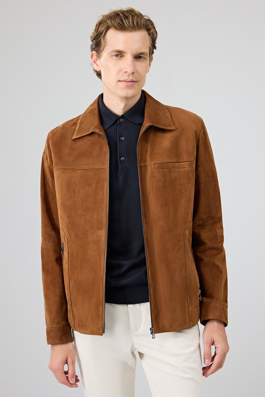 Mark Men's Brown Suede Leather Jacket