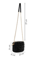 Women's Black Long Chain Strap Knitted Crossbody Bag | Derimod