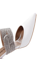 Women's Ecru Stone Heeled Slippers | Derimod