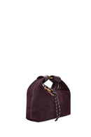 Women's Burgundy Long Strap Suede Leather Mini Handbag | Derimod