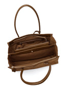 Woman Camel Charm Suede Shoulder Bag | Derimod
