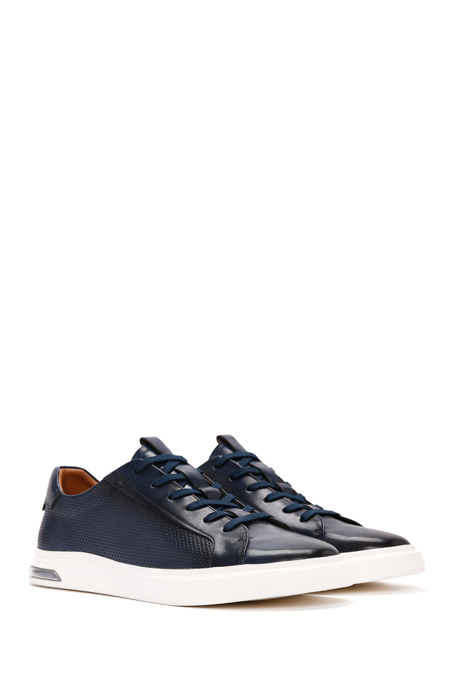 Men's Navy Blue Lace-Up Leather Sneaker