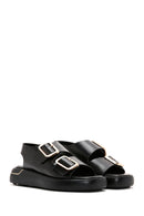 Women's Black Double Buckle Sandals | Derimod