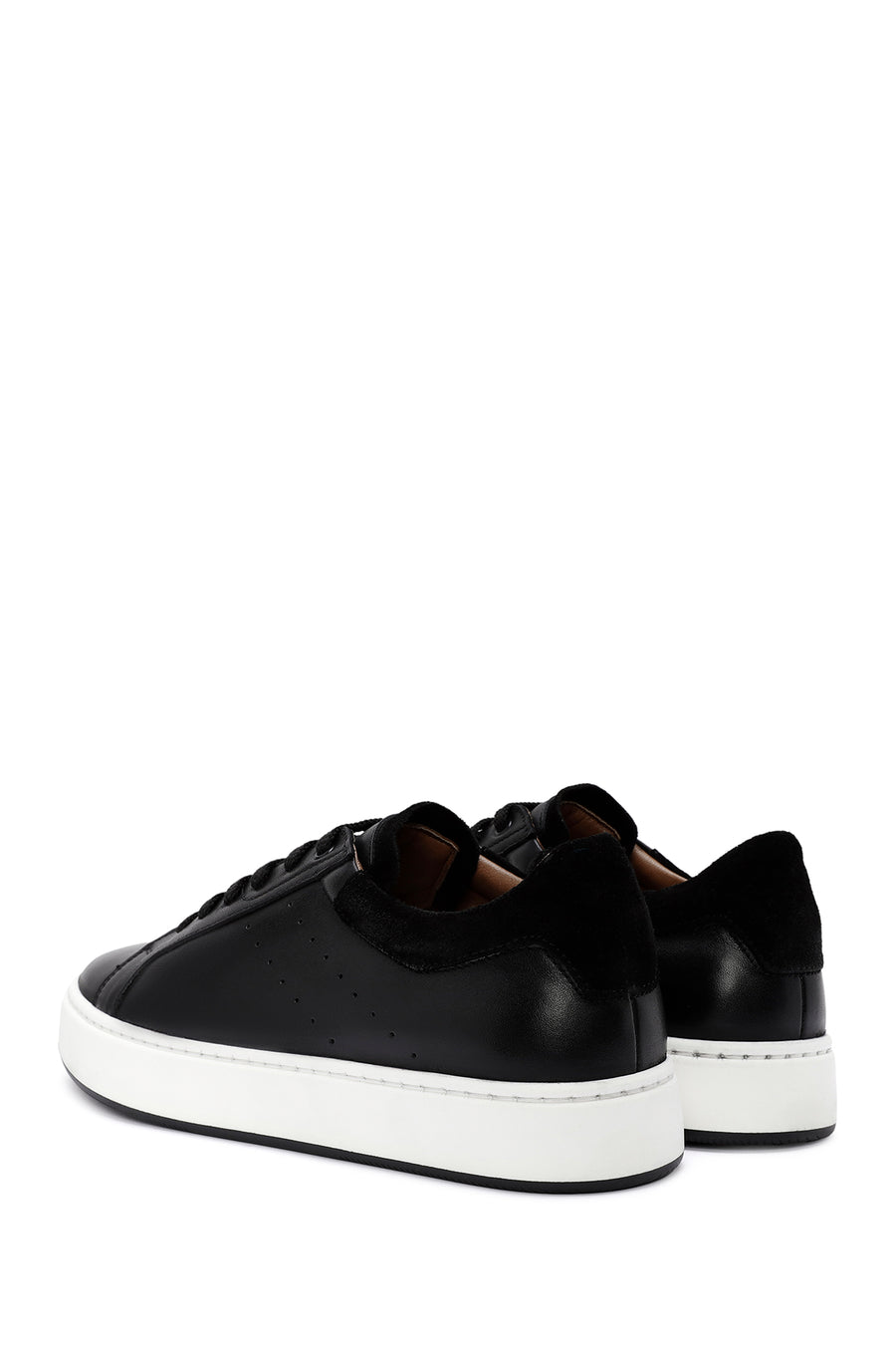 Men's Black Lace-up Leather Sneaker