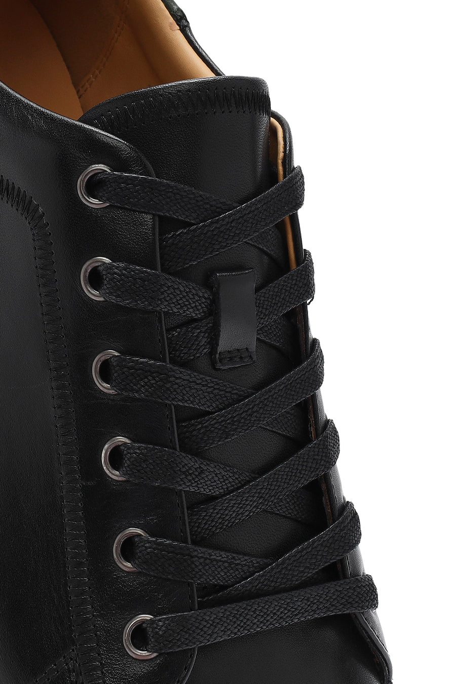 Men's Black Lace-up Leather Sneaker