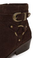 Woman Brown Zip Closure Suede Cowboy Boots | Derimod