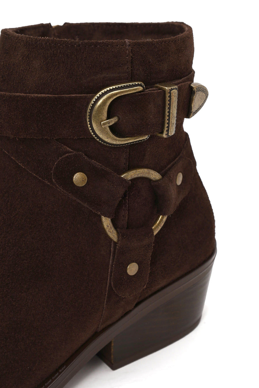 Woman Brown Zip Closure Suede Cowboy Boots