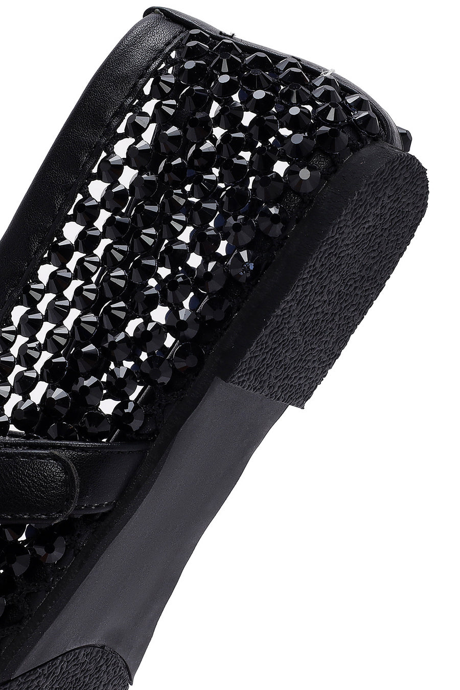 Women's Black Mesh Stoned Ballerinas