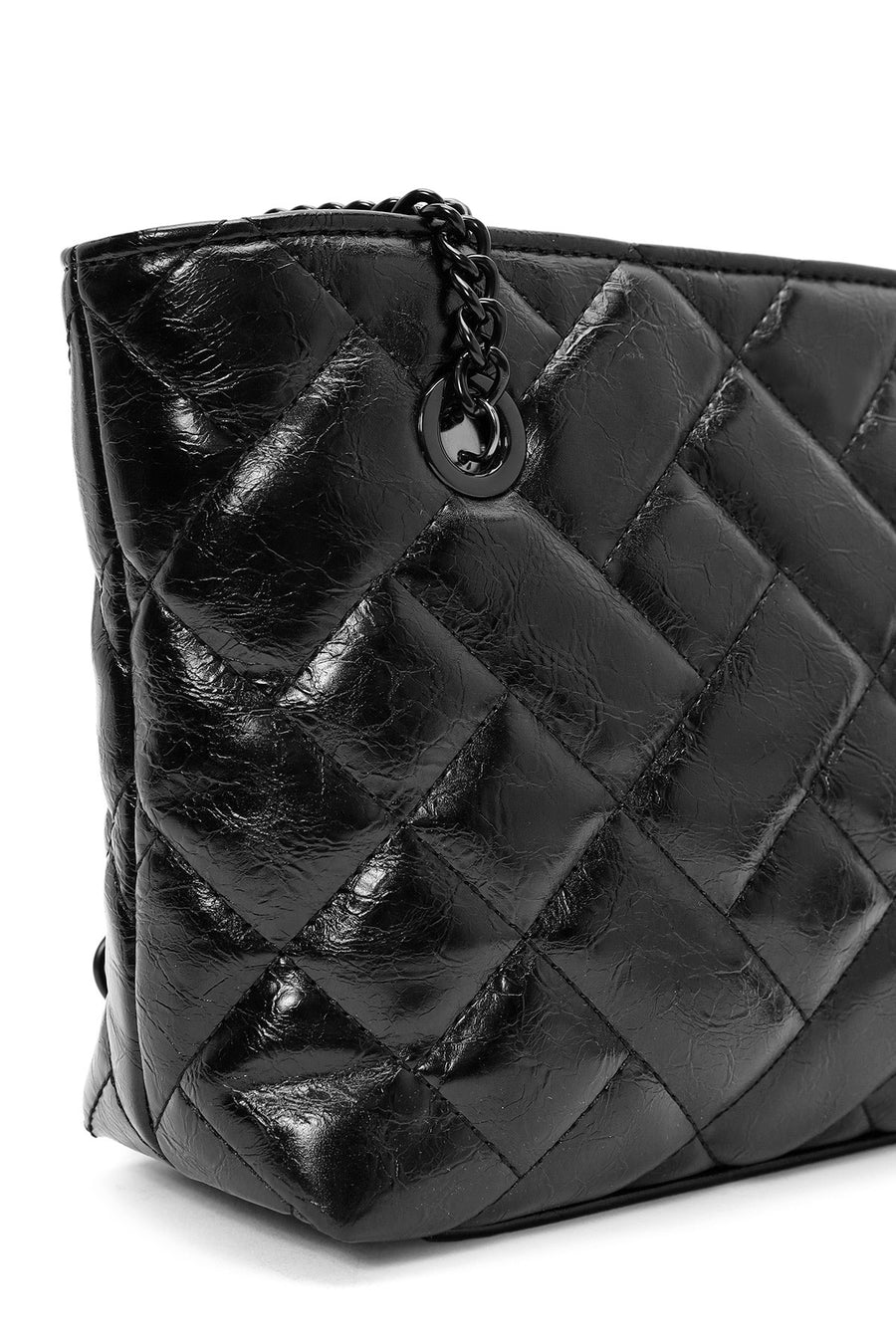 Women's Black Long Chain Strap Quilted Shoulder Bag