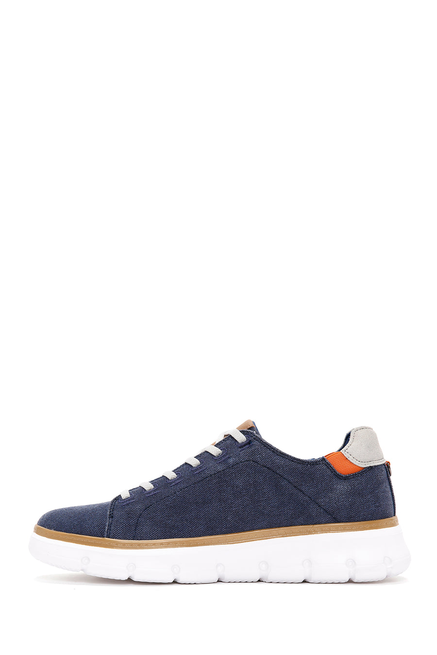 Men's Navy Blue Lace-Up Thick Sole Fabric Sneaker