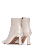 Women's Beige Leather Heeled Classic Boots | Derimod