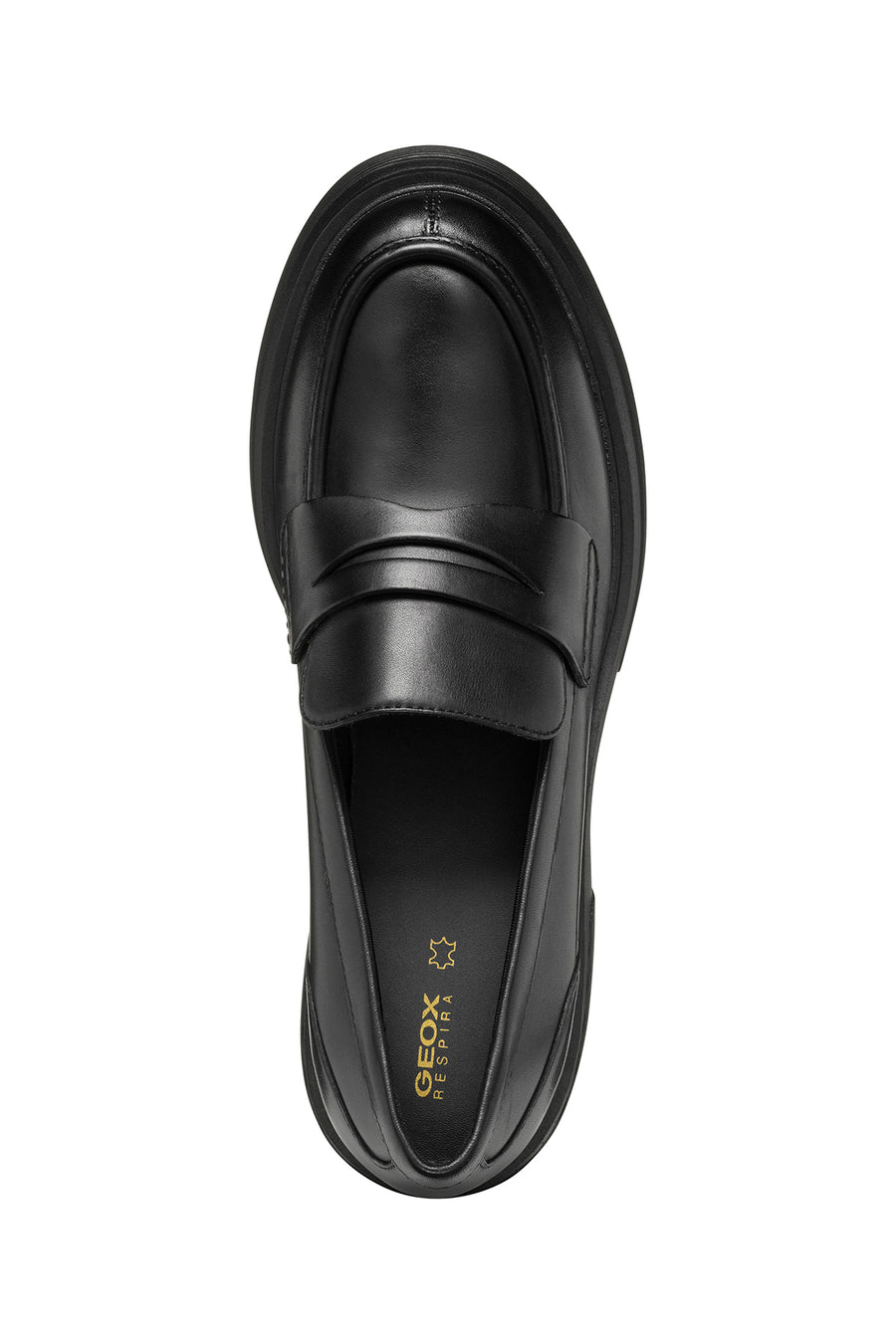 Geox Women Black Spherica Ec15 Thick Heel Leather Masculine Loafer