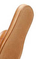 Women's Tan Leather Comfort Slippers | Derimod