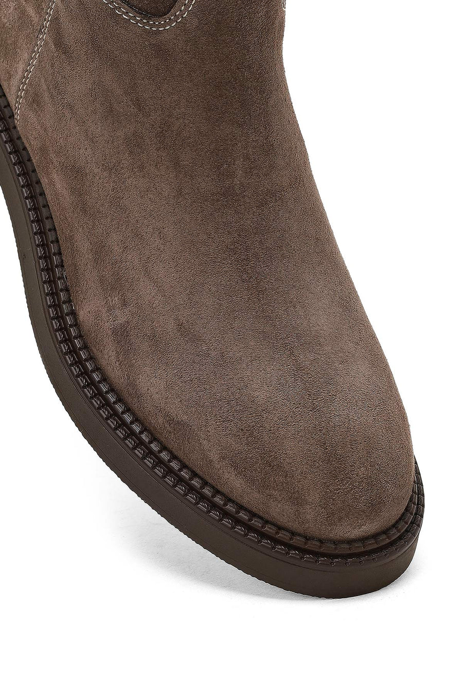 Woman Mink Zip Closure Buckled Suede Boots