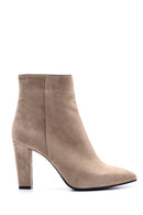 Women's Suede Leather Heeled Boots | Derimod