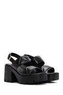 Women's Black Ankle Strap Thick Heeled Sandals | Derimod