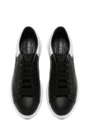 Men's Black Lace-up Thick-Sole Leather Sneaker | Derimod