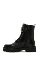 Women's Black Accessory Detailed Zippered Leather Boots | Derimod