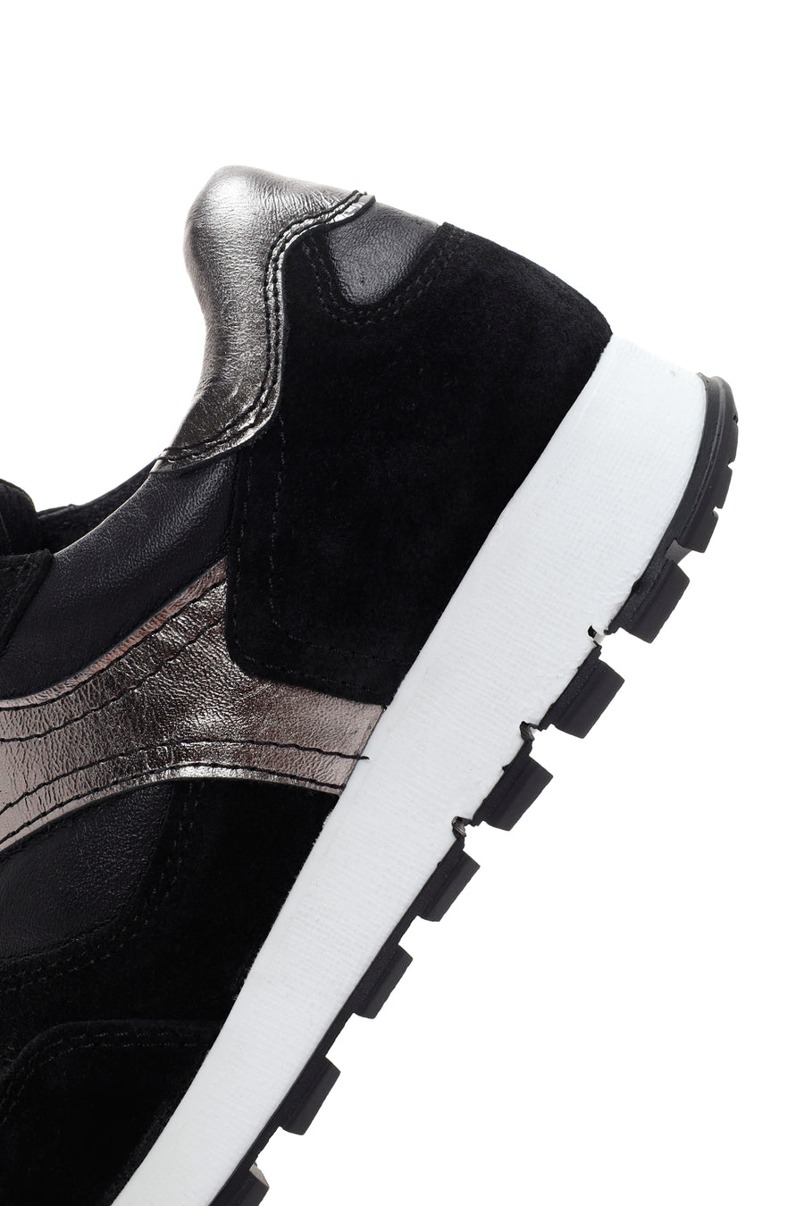 Kadın Siyah Süet Deri Detaylı Sneaker