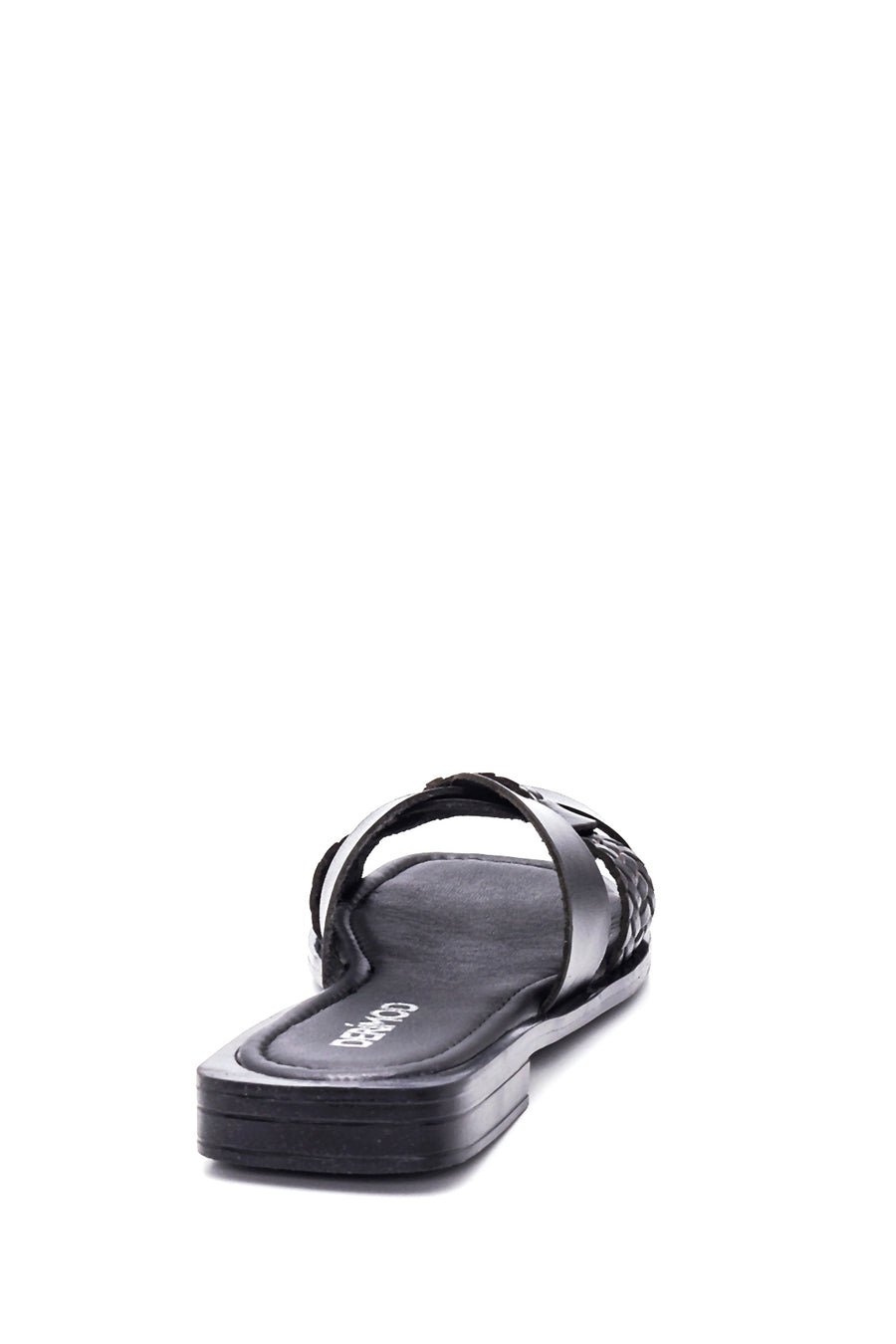 Women's Leather Knit Detailed Slippers