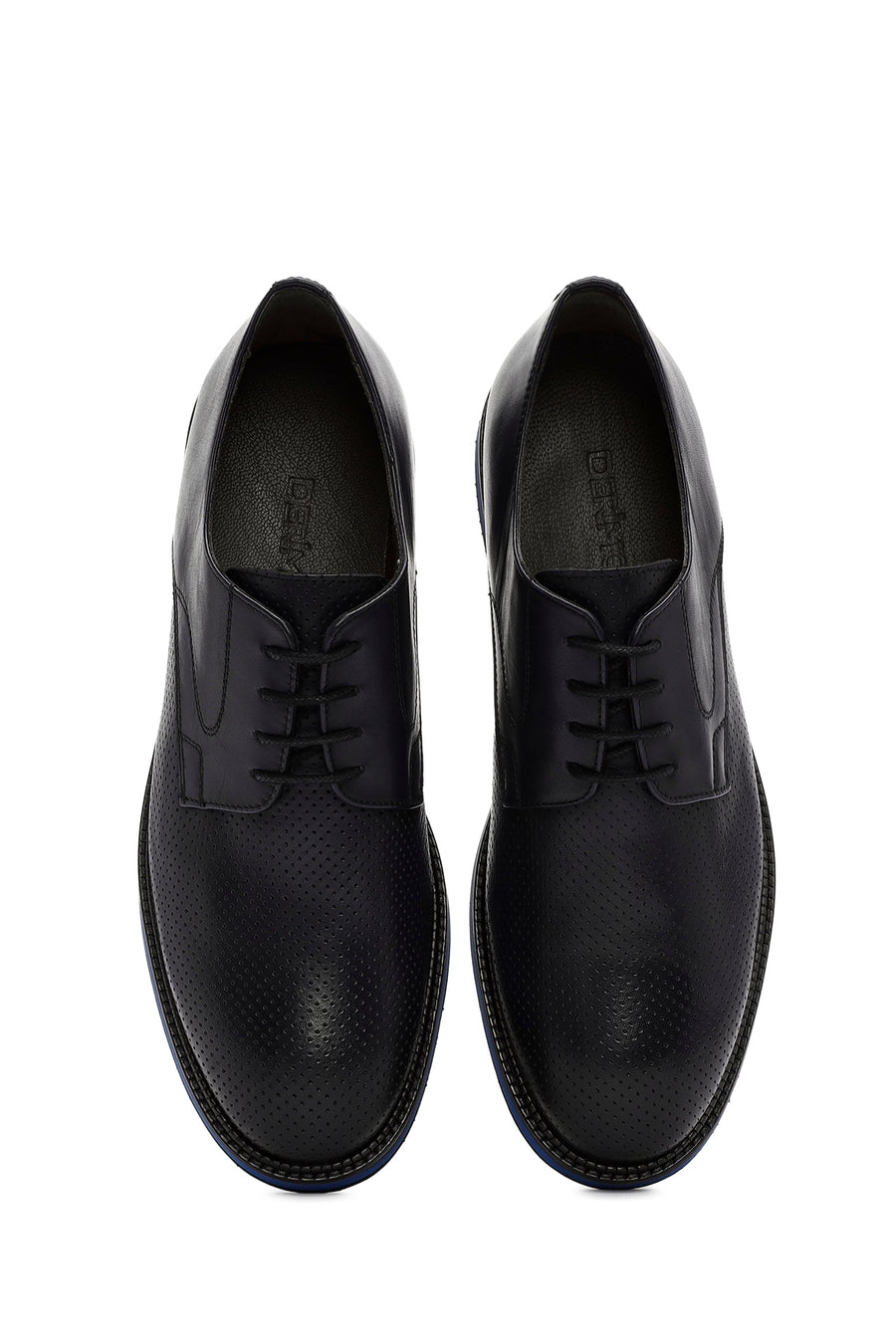 Men's Navy Blue Lace-up Leather Casual Shoes