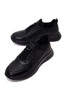 Male Black Lace-Up Thick-Soled Leather Sneaker | Derimod