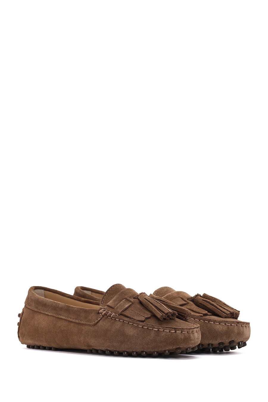 Women's Tan Tassel Suede Leather Loafer