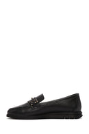 Women's Black Buckle Detailed Leather Comfort Loafer | Derimod