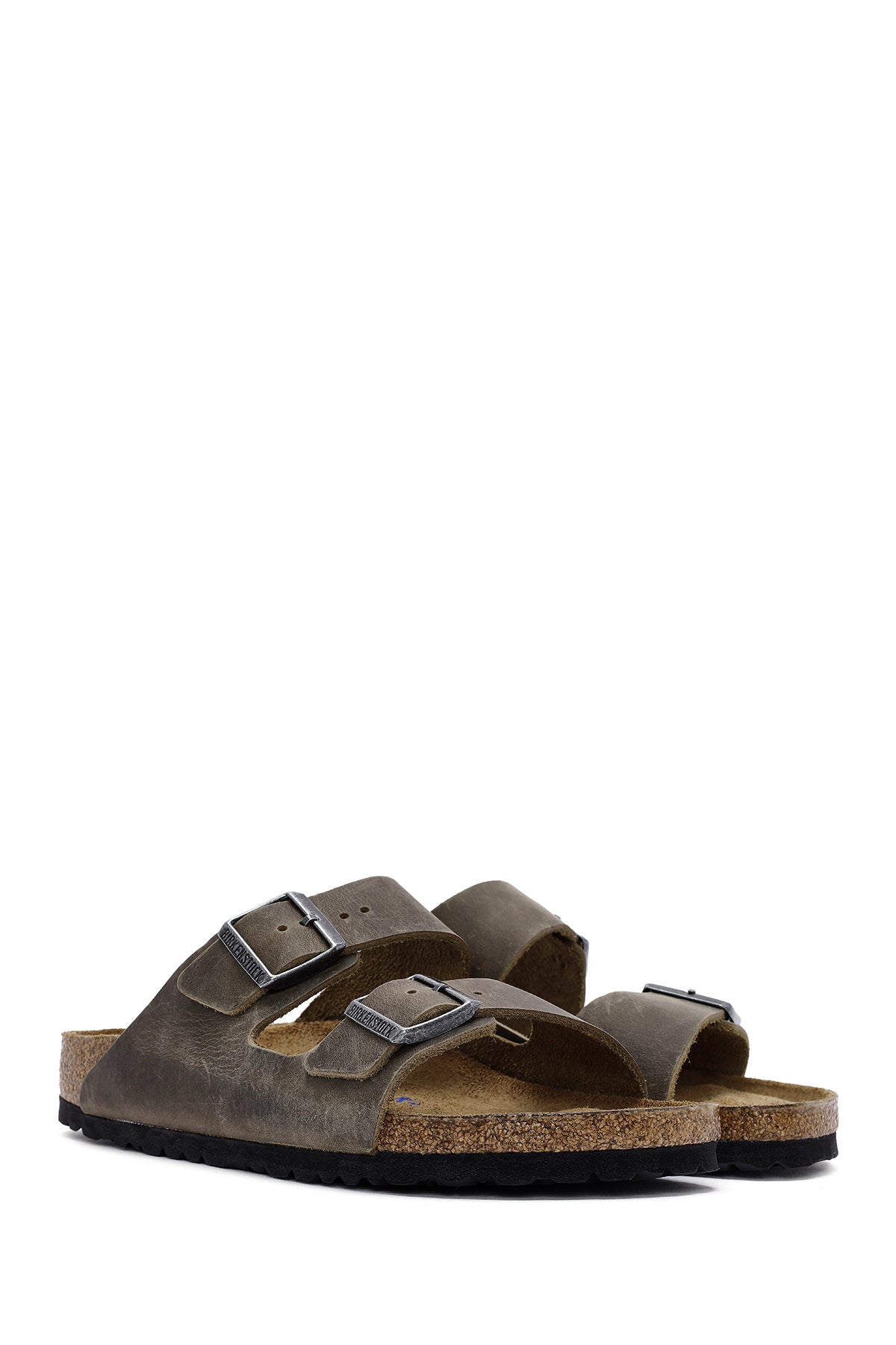 Birkenstock Erkek Haki Arizona Çift Tokalı Nubuk Deri Terlik