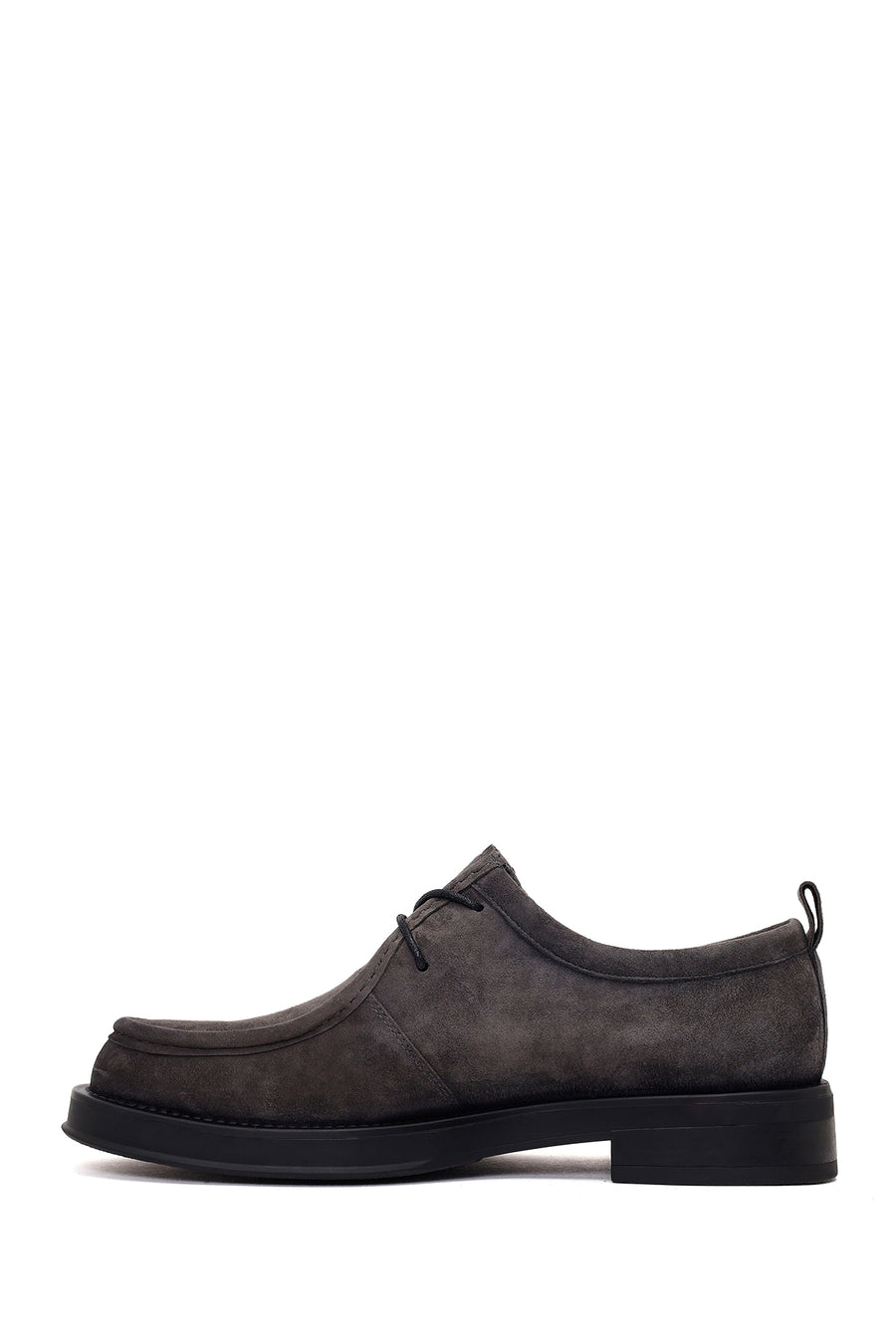 Male Gray Lace-Up Thick-Soled Suede Casual Shoes