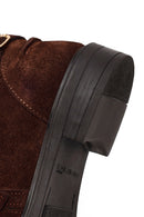 Woman Brown Buckled Suede Boots | Derimod