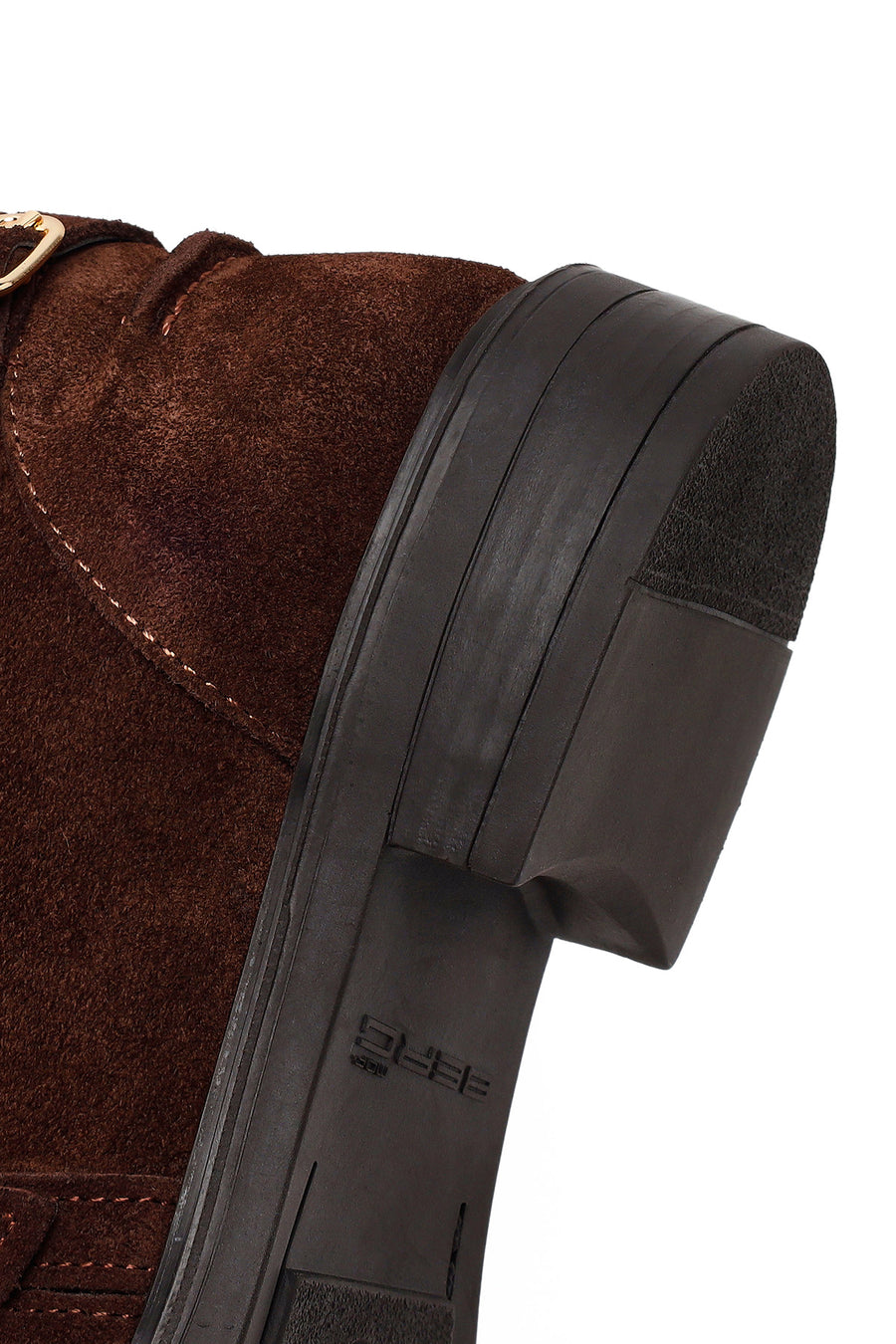 Woman Brown Buckled Suede Boots
