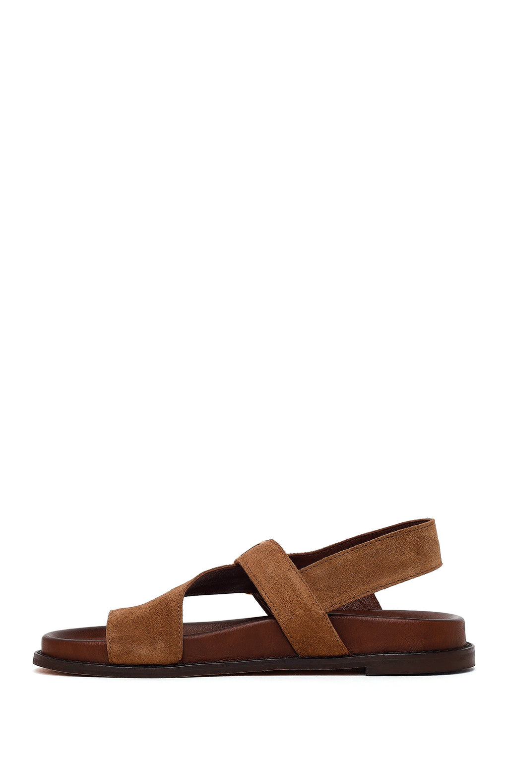 Kadın Taba Parmak Arası Süet Deri Sandalet