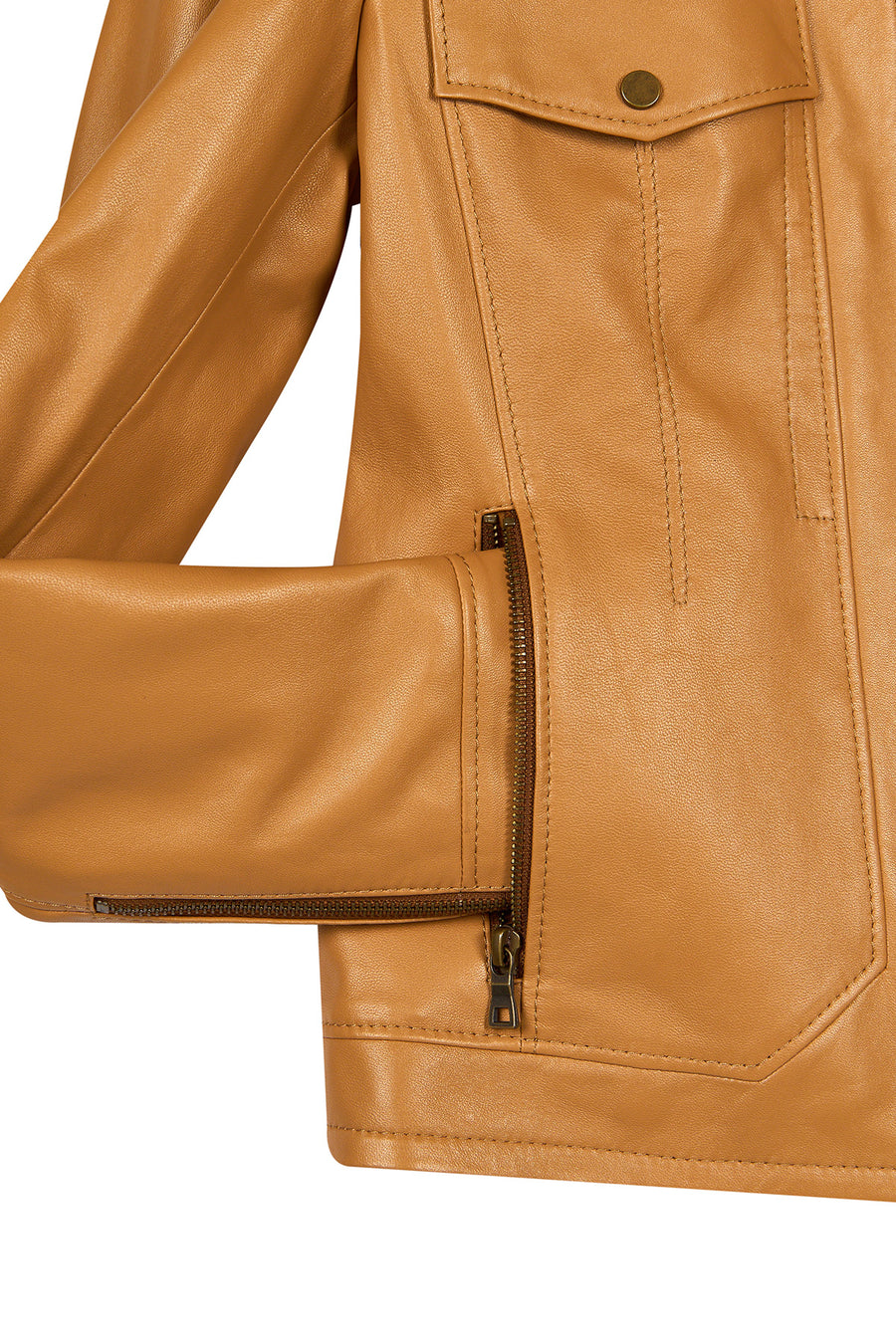 Loretta Woman Camel Short Leather Jacket