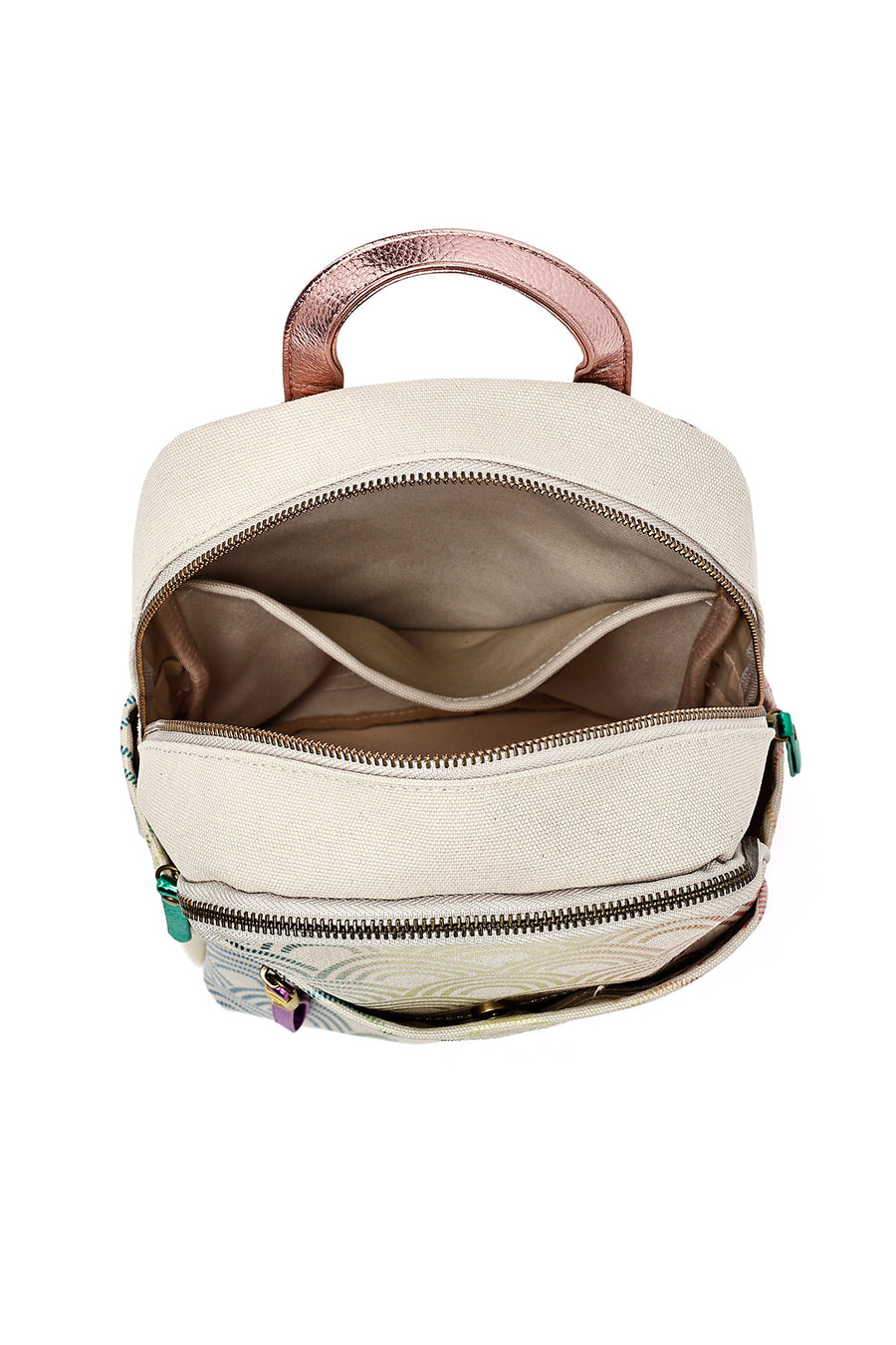 Women's Beige Hologram Patterned Backpack