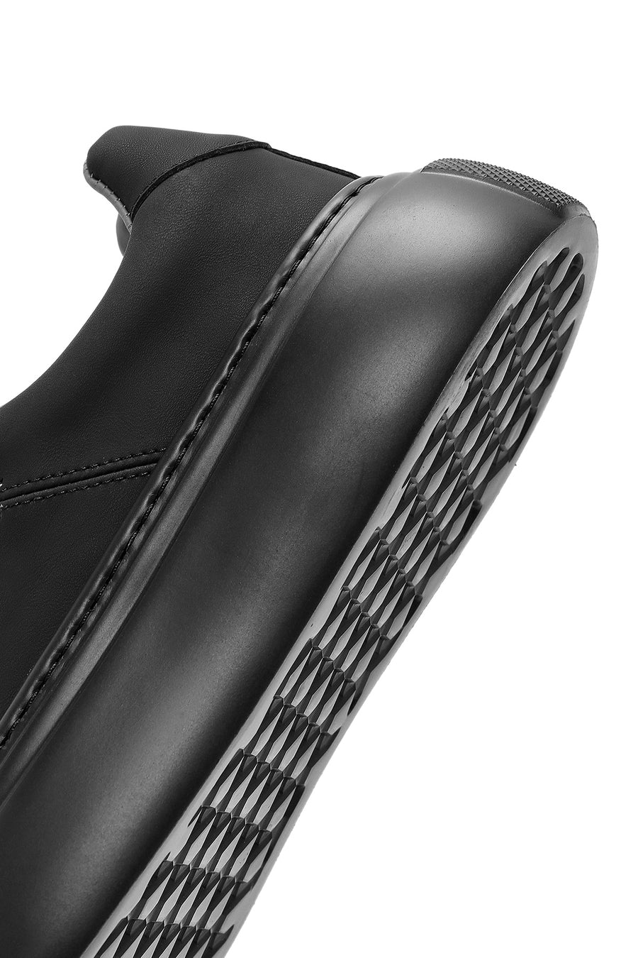 Erkek Siyah Bağcıklı Deri Sneaker