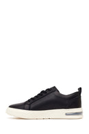 Male Black Lace-Up Thick-Soled Leather Sneaker | Derimod