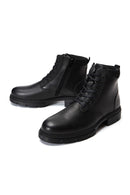 Men's Black Leather Zippered Casual Boots | Derimod