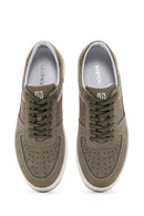 Men's Khaki Nubuck Leather Sneaker | Derimod