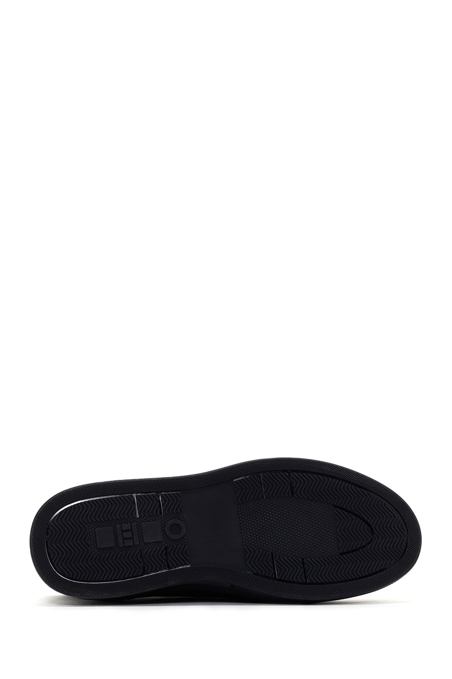 Erkek Lacivert Bağcıklı Kalın Tabanlı Deri Sneaker