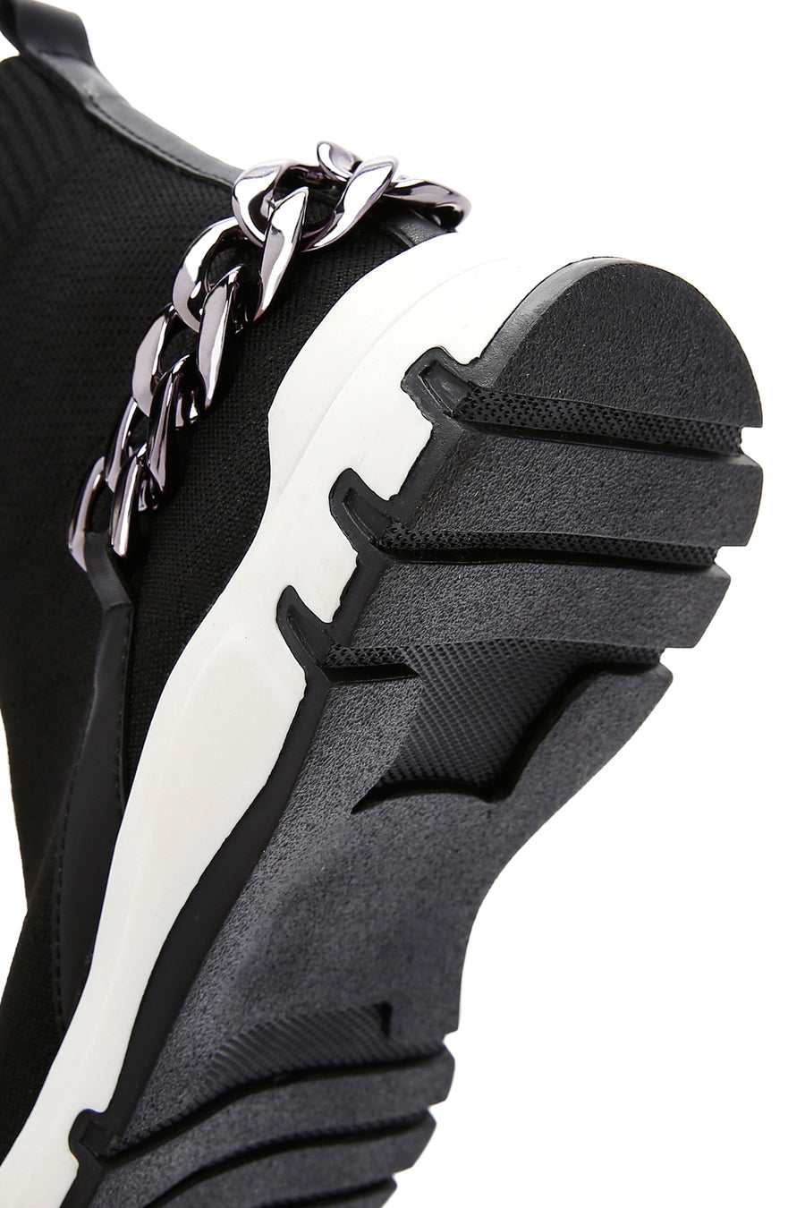 Women's Black Ankle Sneaker Boots with Chain Accessories