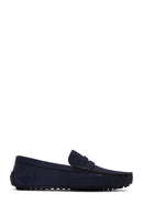 Men's Navy Blue Nubuck Leather Casual Loafer | Derimod