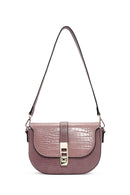 Women's Pink Long Strap Crocodile Patterned Shoulder Bag | Derimod