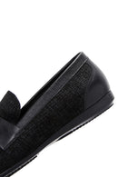 Men's Black Printed Leather Casual Loafer | Derimod